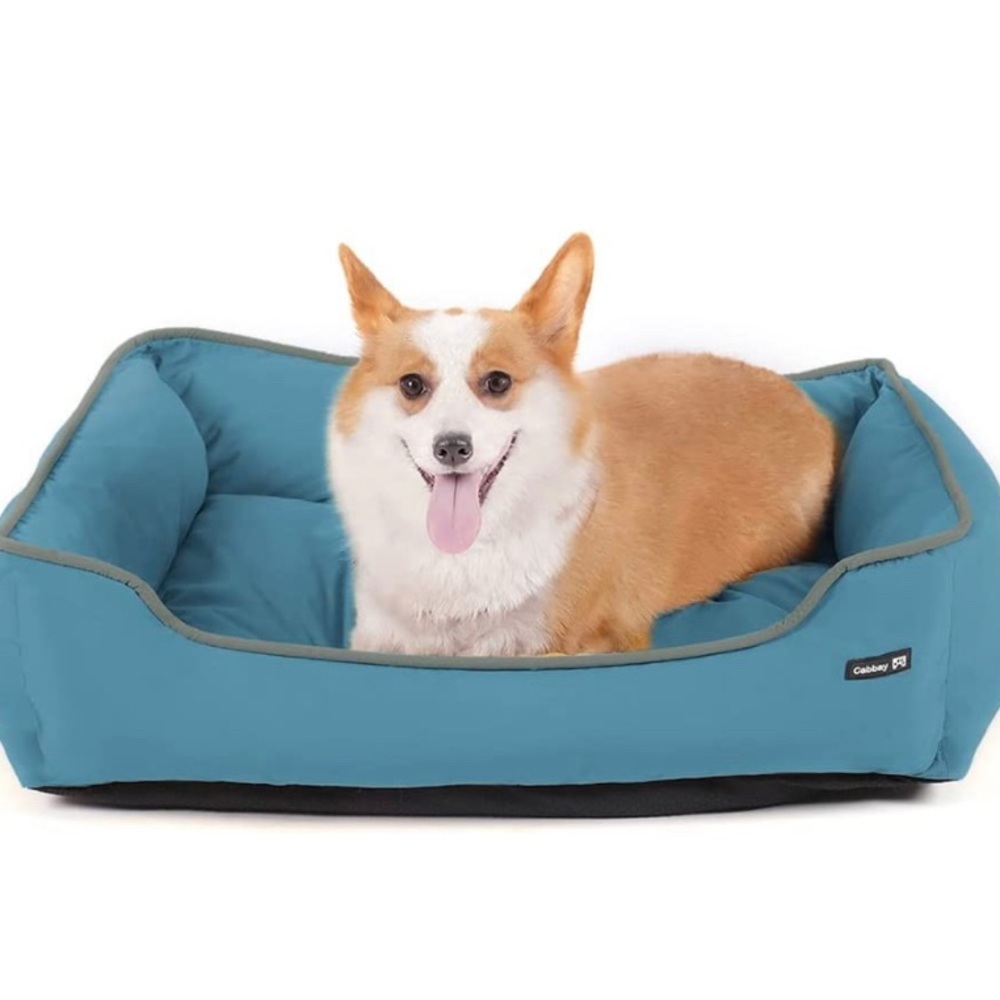 Cabbay Dog Bed, Machine Washable with Anti-Slip Bottom (Large, Blue) NEW